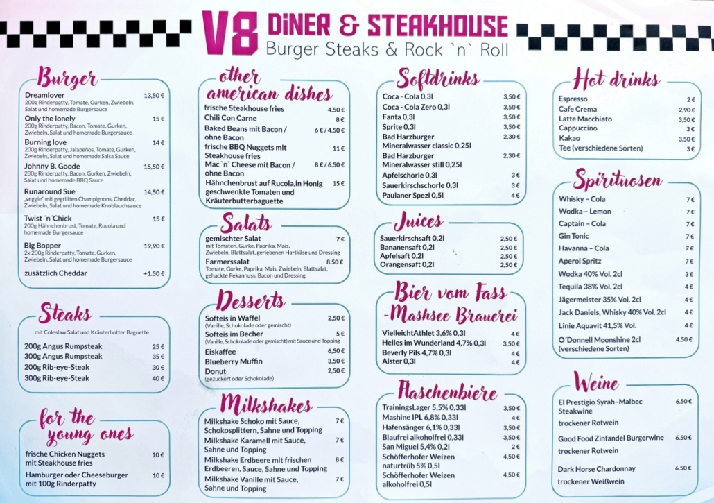 V8 Speisekarte